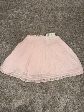 Hollister Light Pink Lace-Trim Skater Skirt